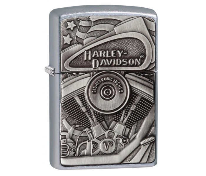 Zippo 29266 207 Harley Davidson Motor Flag Lighter Grey - Zoom Image