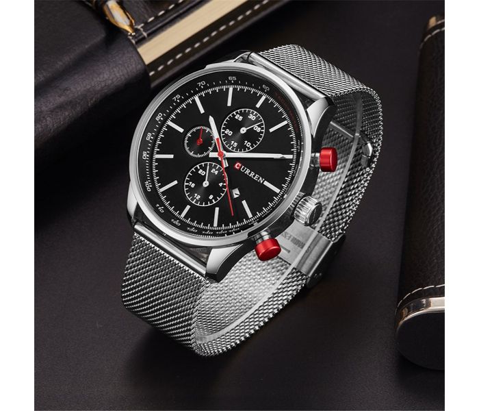 Curren 8227 Business Decorative Sub Dial Quartz Watch For Men Silver and Black - Zoom Image 2