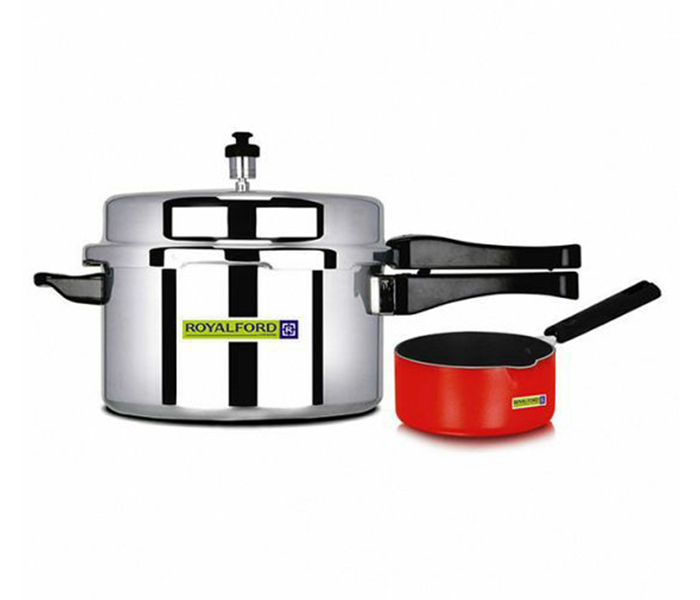 Royalford RF7464 5 Litre Aluminum Pressure Cooker & 15 CM MilkPan - Silver - Zoom Image