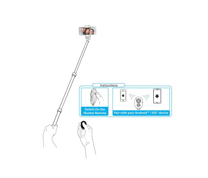 Promate Zap Wireless Bluetooth Selfie Shutter Remote Control Camera, Black - Zoom Image 3