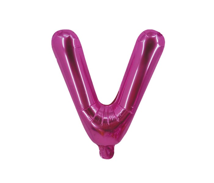 Party Time V-P-803249 Letter V 16 Inch Foil Balloon Pink - Zoom Image