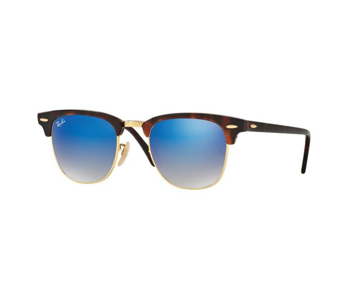 Ray-Ban RB30169907Q51 Clubmaster Gold, Tortoise Frame & Blue Gradient Flash Mirrored Sunglasses for Women - Zoom Image 2