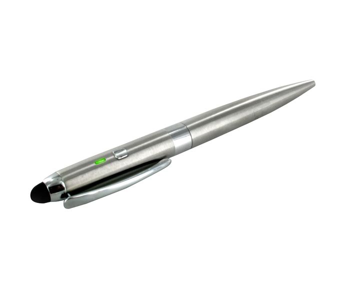 Promate Ipen4 Multifunction 3-in-1 Stylus Ballpoint Pen for all Touch Screen Devices, Silver - Zoom Image 1