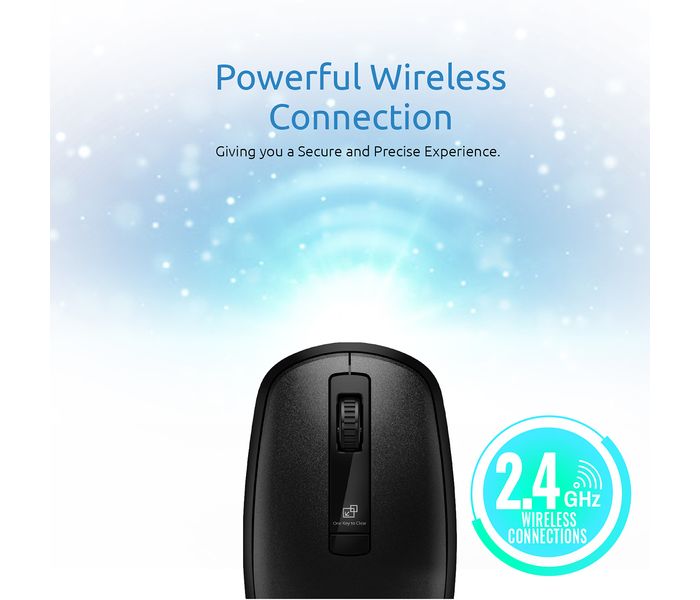 Promate Clix-3 2.4Ghz USB Wireless Ergonomic Mouse with Precision Scrolling, Black - Zoom Image 2