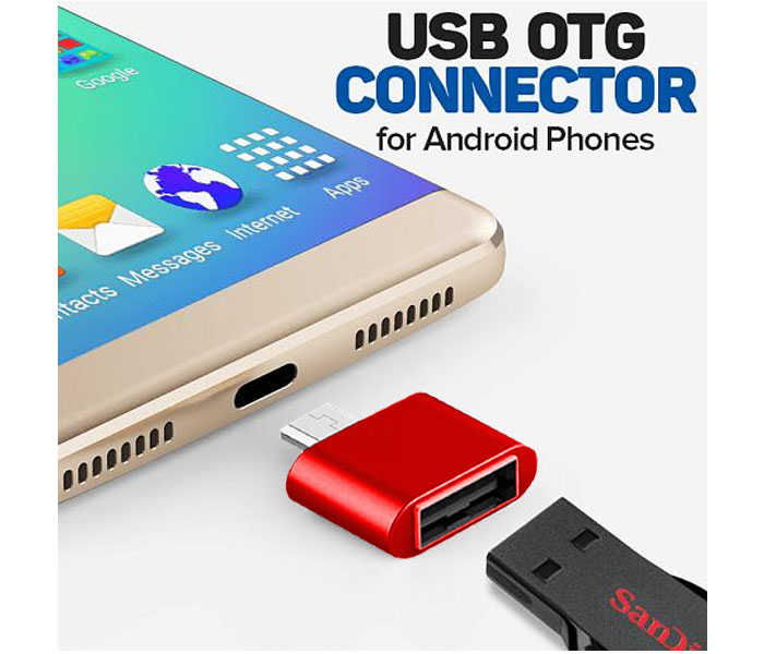 Zooni Plug & Play Micro USB 2.0 OTG Connector For Android Phones - Red - Zoom Image 2