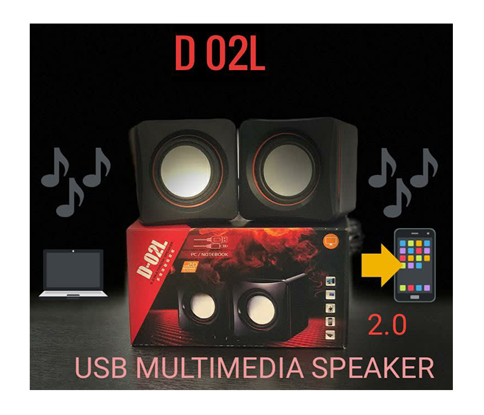 D-02L Mini Computer Speaker - Black - Zoom Image 2