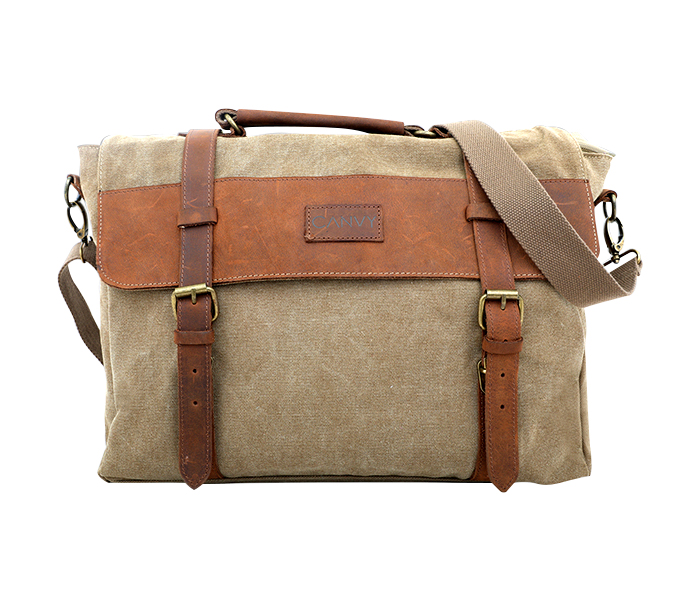 Para John PJBC8908 15-inch Canvy Briefcase - Khaki - Zoom Image