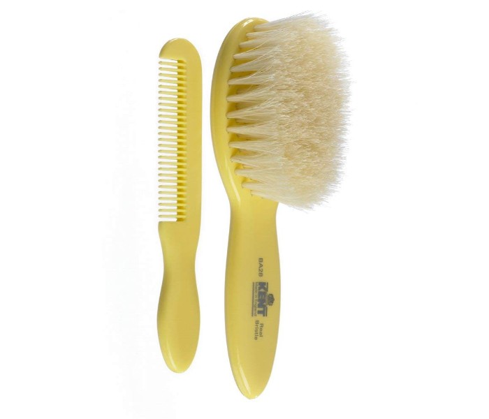 Kent BA28 Super Soft Pure White Bristle Brush and Comb Set Yellow - Zoom Image 1