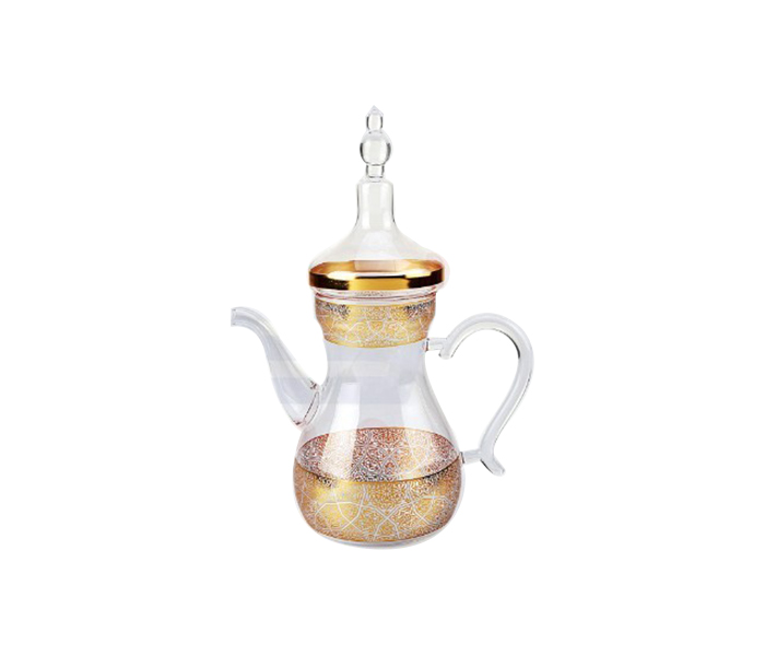 Royalford RF8861 Salwa Glass Tea Pot - Clear & Gold - Zoom Image 1