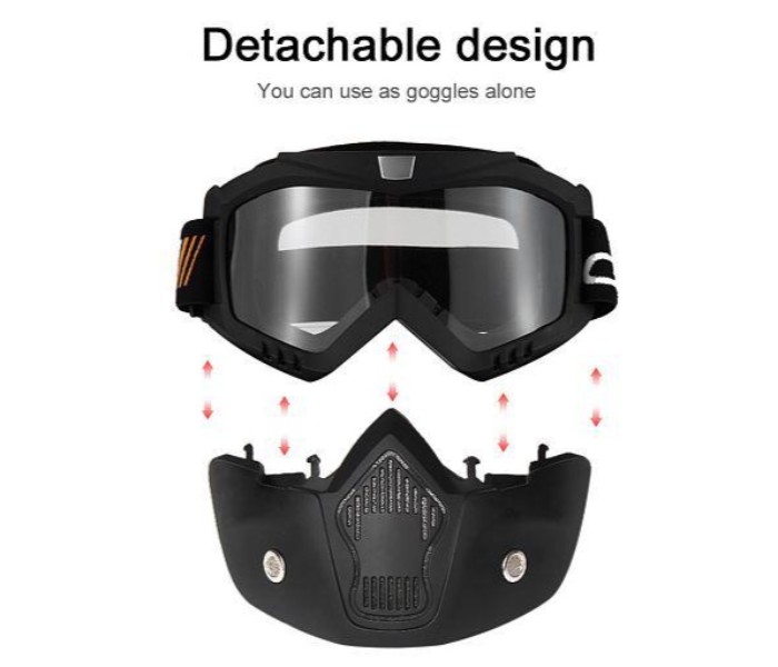 Motorcycle Detachable Goggles Mask and Mouth Filter for Open Face Helmet Motocross Ski Snowboard MDGH5 Black - Zoom Image 3