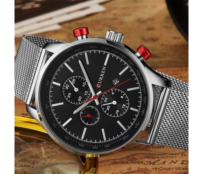 Curren 8227 Business Decorative Sub Dial Quartz Watch For Men Silver and Black - Zoom Image 3