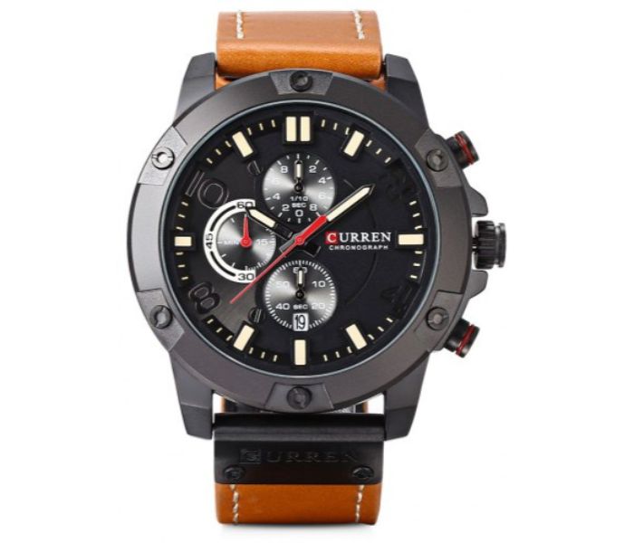 Curren 8285 Six Pin Sports Quartz Watch For Men Brown and Black - Zoom Image 2