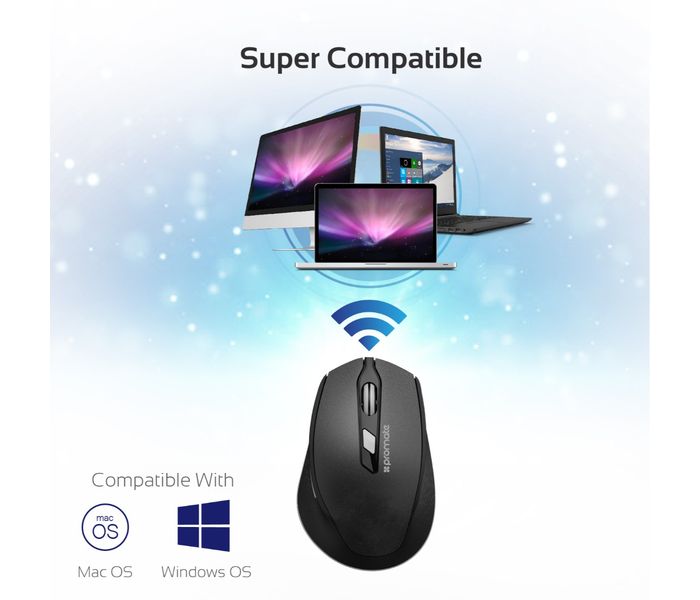 Promate Clix-6 Ergonomically Designed 2.4GHz Wireless Mouse, Black - Zoom Image 6