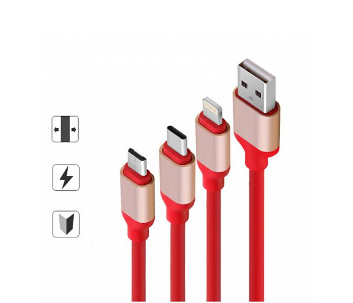 Zooni 3in1 Charging Cable Micro USB2.0 ,Type C Male To USB, Lightning To USB - Zoom Image 1