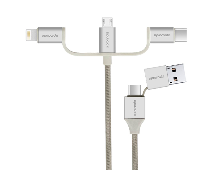 Promate UNILINK-TRIO2 3-in-1 Smart USB Cable for Charging and Data Transfer - Sliver - Zoom Image 7