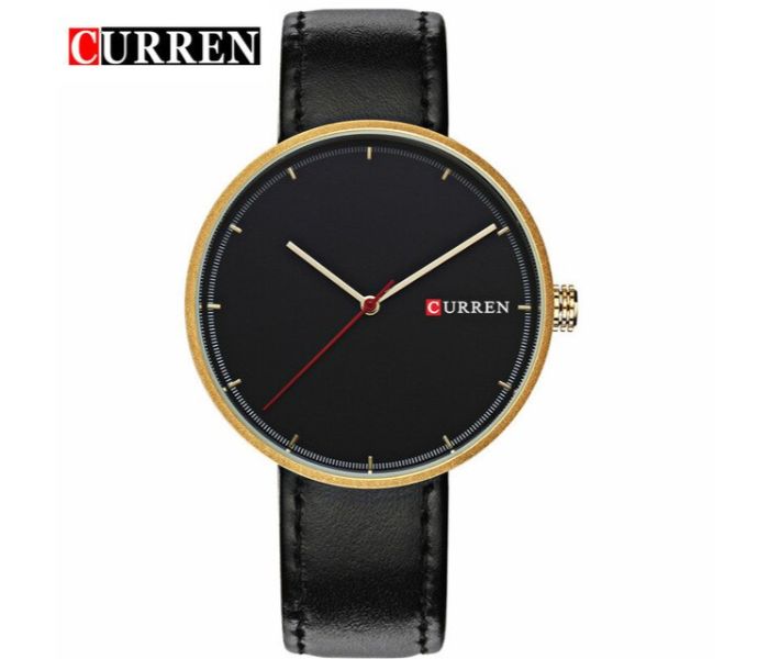 Curren 8223 Casual Big Dial Quartz Watch For Men Black and Gold - Zoom Image