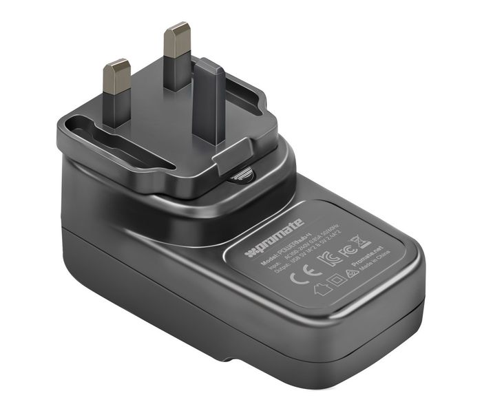 Promate PowerHub-4UK 6.8A High Speed USB Wall Charger with 4 USB Ports, Black - Zoom Image 1