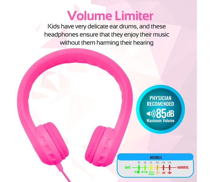 Promate Flexure Super Flexible Lightweight Kids-Safe Foam Headset, Pink - Zoom Image 4