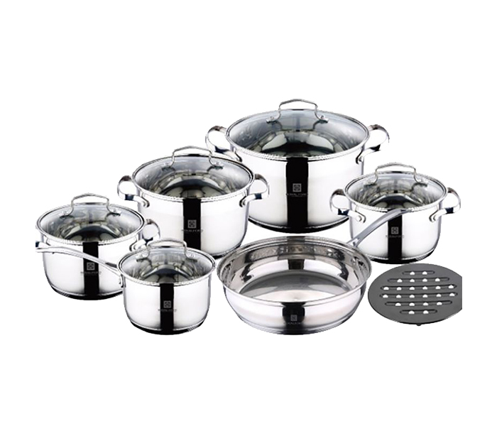 Royalford RF8384 12 Pieces Stainless Steel Induction Cookware Set - Silver - Zoom Image