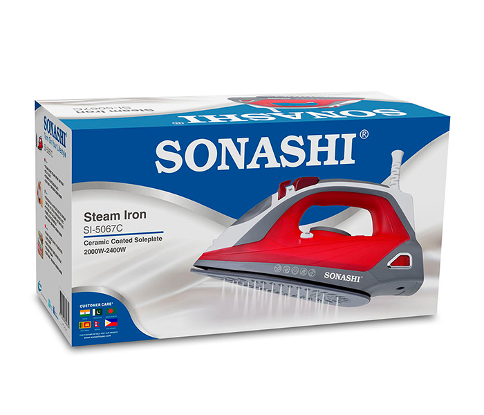 Sonashi SI-5067C 2400W Steam Iron with Ceramic Soleplate - Red - Zoom Image 3