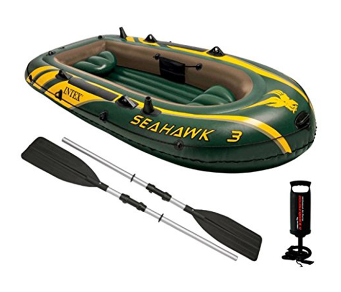 Intex ZX-68380 295 x 137 x 43CM SeaHawk 3 Fishing Boat Set With Oars - Green - Zoom Image 4