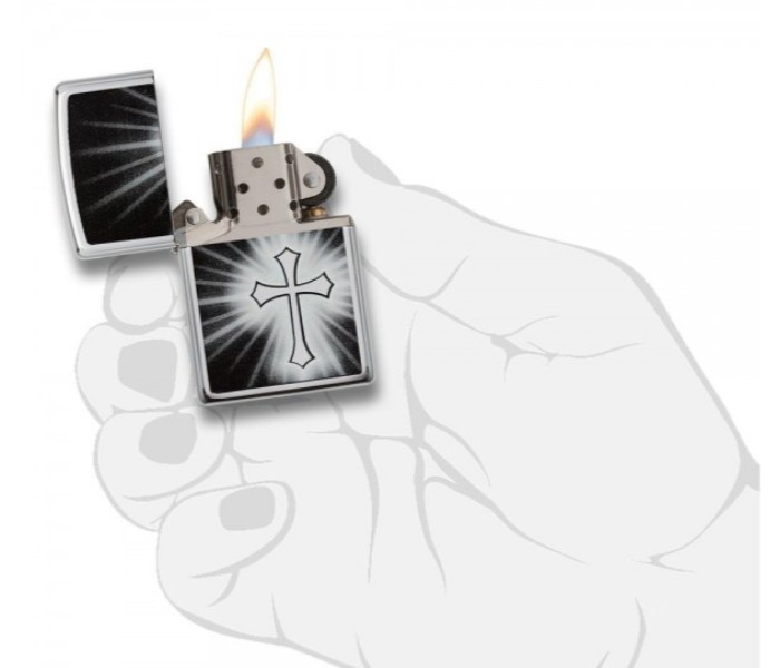 Zippo 29074 Reflective Cross Lighter Silver and Black - Zoom Image 3