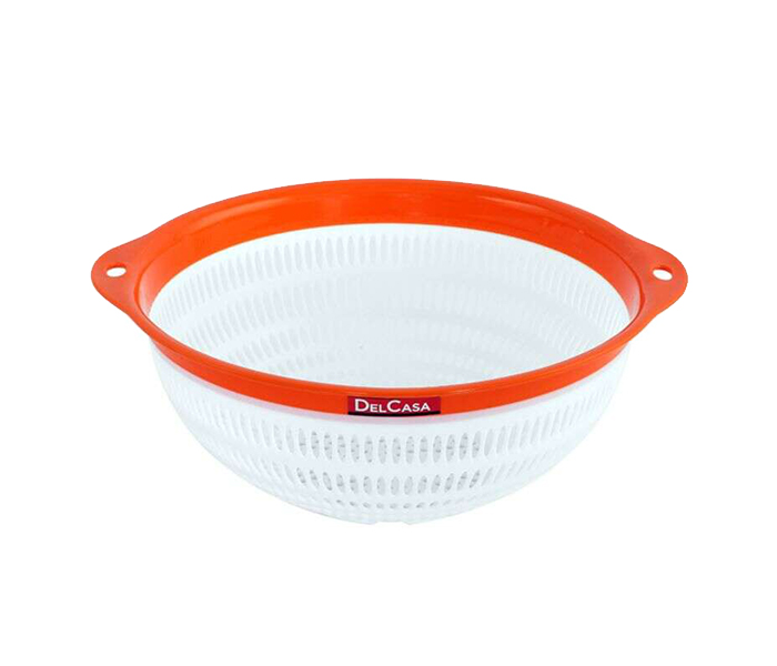 Delcasa DC1493 Plastic Colander - White & Orange - Zoom Image