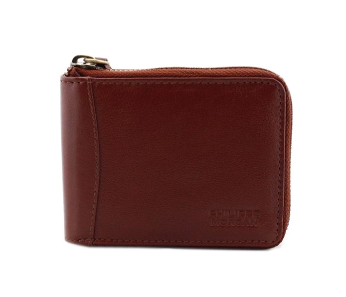 Philippe Morgan PM028 Men Leather Zip Around Wallet Brown - Zoom Image 2