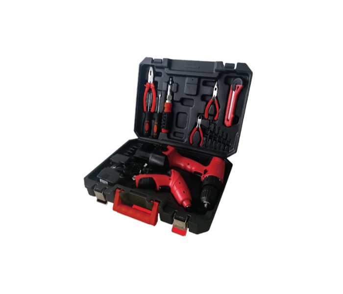 Geepas GT7670 Cordless Drill, Screwdriver Combo Kit Black and Red - Zoom Image