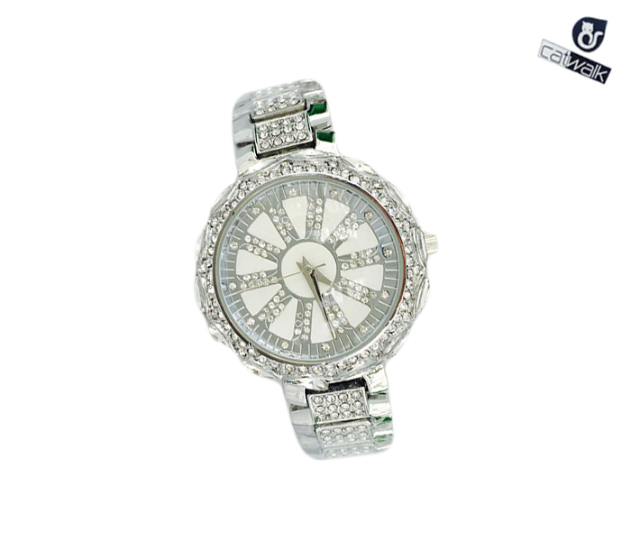 Catwalk CW-414 Genuine Quality Fashionable Cz Watch For Women - Silver - Zoom Image