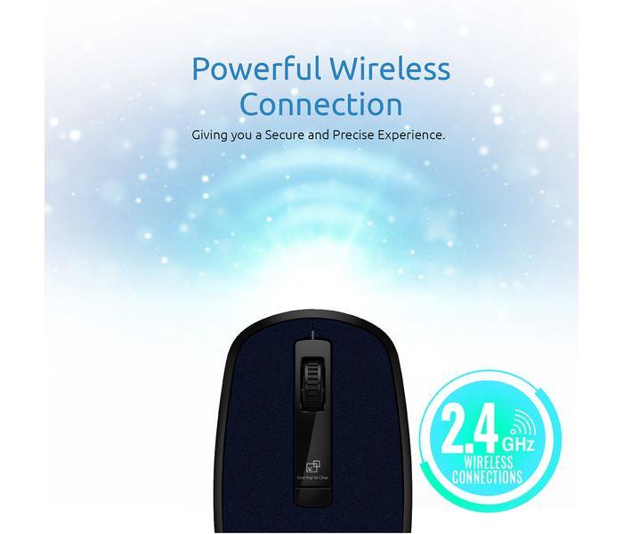 Promate Clix-3 2.4Ghz USB Wireless Ergonomic Mouse with Precision Scrolling, Blue - Zoom Image 2