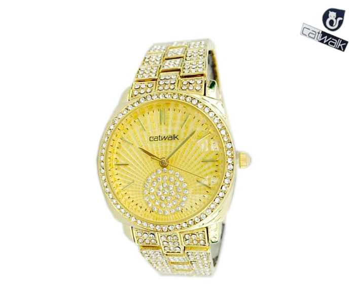 Catwalk CW-188 Genuine quality Fashionable Cz Watch For Women Gold - Zoom Image