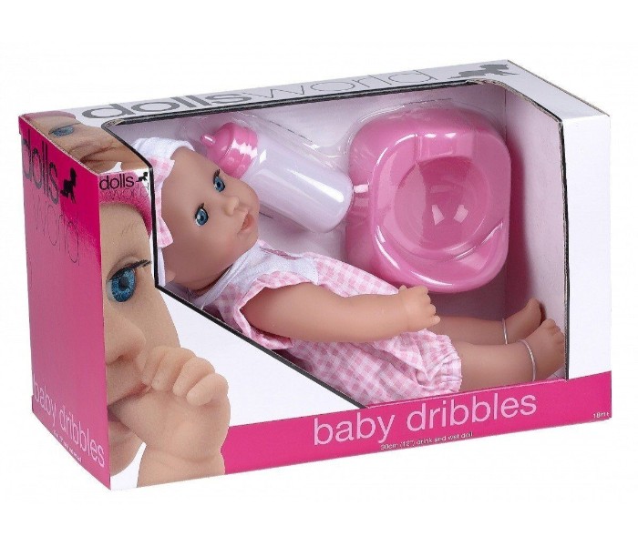 Dolls World 8495 30cm Baby Dribbles Pink - Zoom Image 1