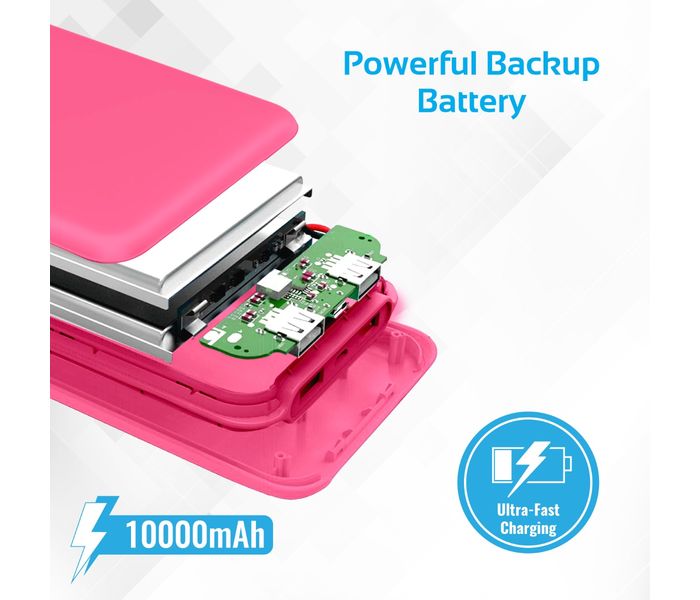 Promate VolTag-10C 10000 mAh Portable Charger Power Bank with Dual USB, Pink - Zoom Image 2