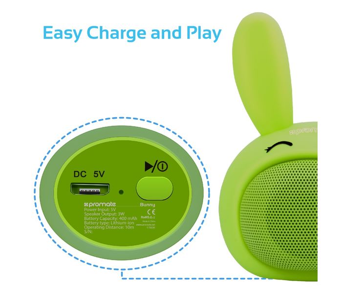 Promate Bunny Mini High Definition Wireless Bunny Speaker - Green - Zoom Image 4