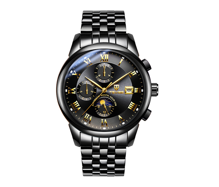 Tevise 9008 Men's Casual Business Automatic Watch - Whole Black - Zoom Image