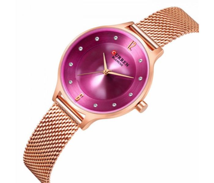 Curren 9036 Analog Quartz Watch For Women Pink and Gold - Zoom Image 1