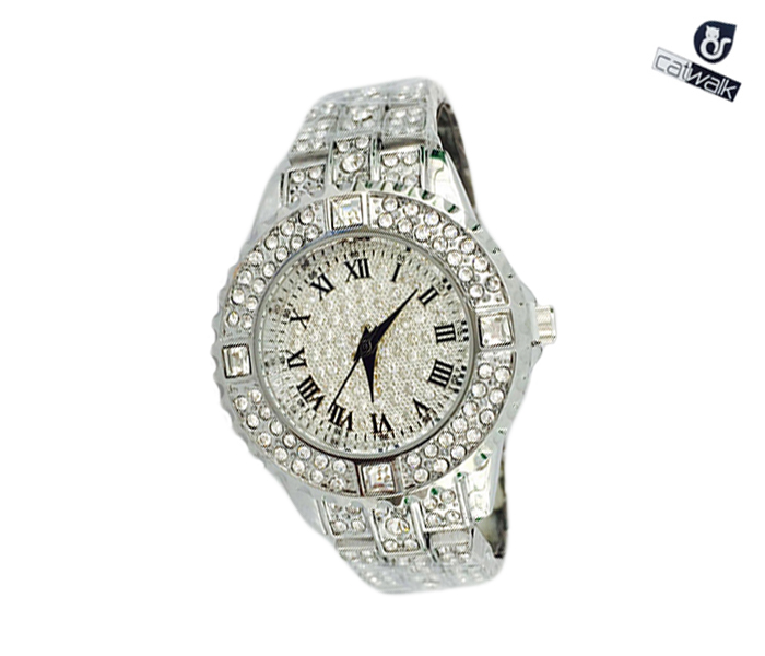 Catwalk CW-418 Genuine Quality Fashionable Cz Watch for Women - Silver - Zoom Image