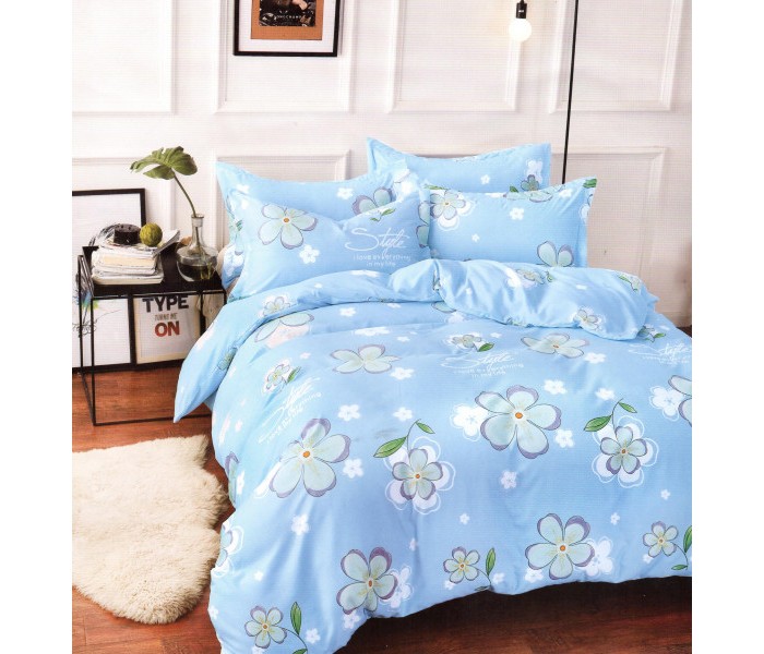 Okko OK33786 Elegant Double Size Bedsheet, Quilt and 2 Pillow Cover Sky Blue - Zoom Image 1