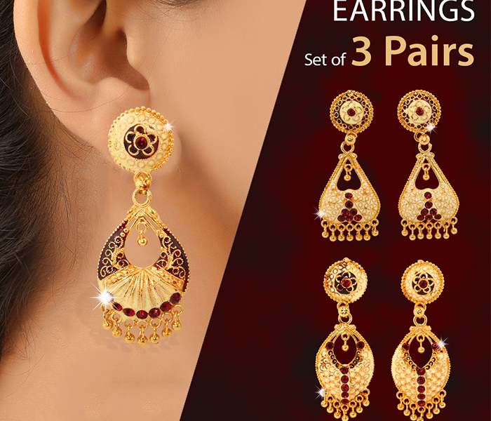 Okko OK30935 3 Pairs Antique Drop Earrings - Zoom Image