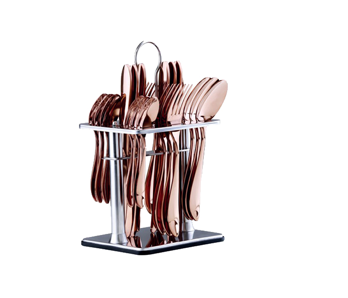 Royalford RF8356 24 Pieces Stainless Steel Cutlery Set - Rose Gold - Zoom Image