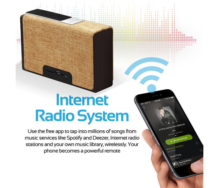 Promate Streambox-Xl Portable Fabric Wireless Speaker with Internet Radio - Beige - Zoom Image 3