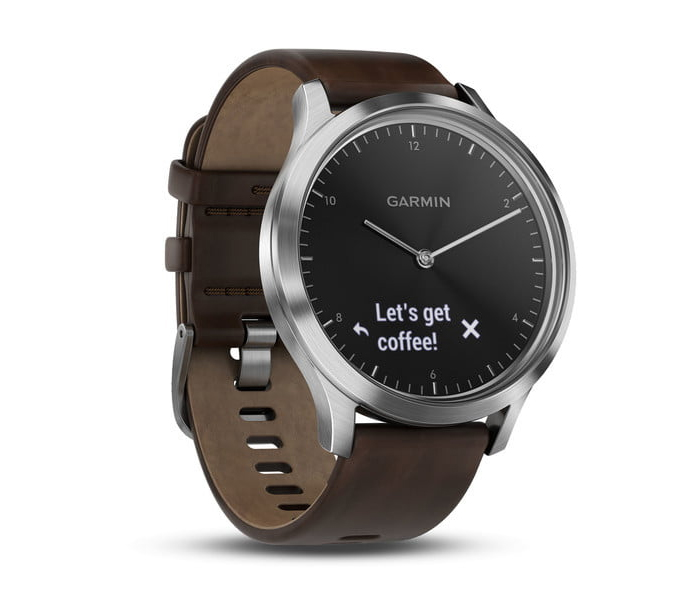 Garmin Vívomove HR Hybrid Smart Watch With Leather Band - Dark Brown - Zoom Image 3