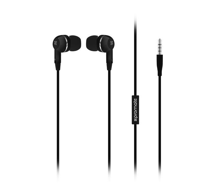 Promate Earmate-IS Premium Bass Stereo Headphones with Inline Microphone, Black - Zoom Image 6