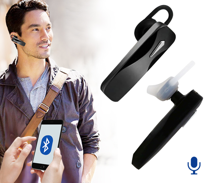 Light Weight Wireless Bluetooth Single Ear Mono Headset With Mic - Black - Zoom Image 6