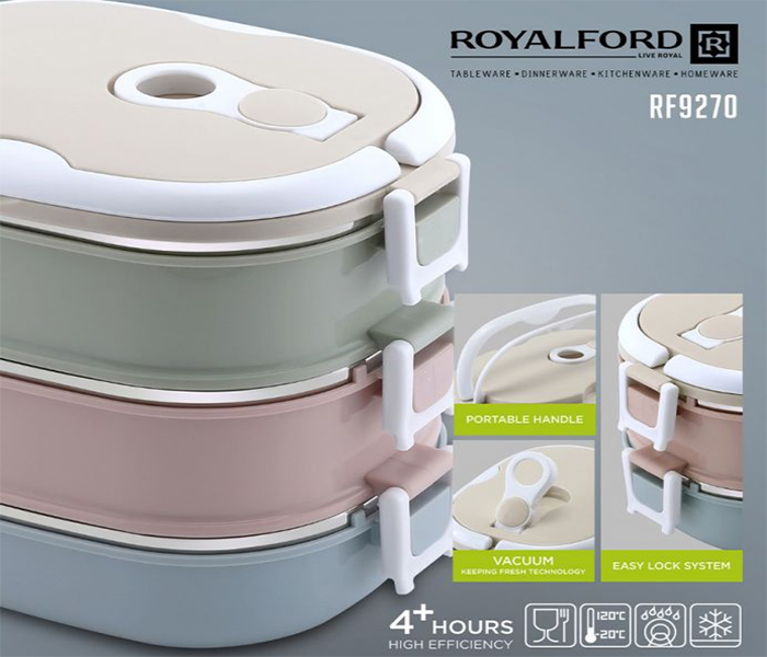 Royalford RF9270 3Layer Rectangular 2700ml Lunch Box - Zoom Image 1