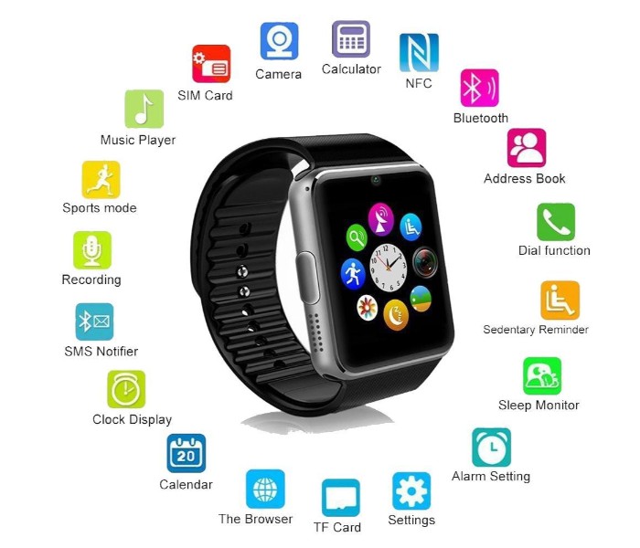 Sporty Bluetooth Smart Watch Phone with Camera, Memory Card and Sim Card Slot Y600 Multicolor - Zoom Image 1