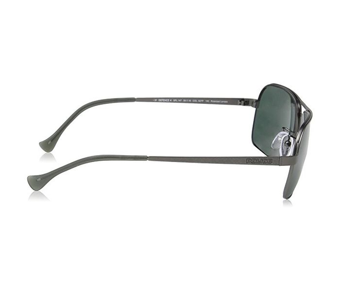 Police SPL147 627P Rectangular Gun Metal Frame & Polarized Green Lens Mirrored Sunglasses for Men - Zoom Image 1