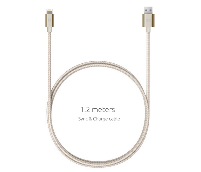 Promate LinkMate-MUL 2 in 1 Heavy Duty Fabric Sync Charge Cable - Gold - Zoom Image 2