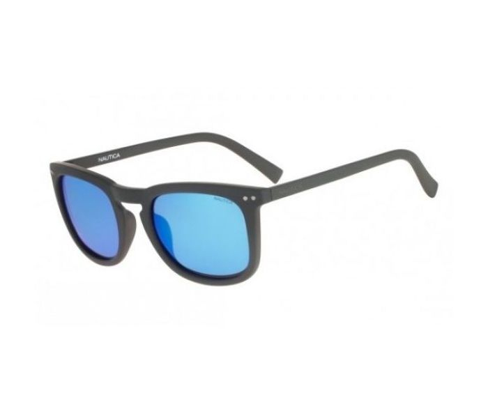 Nautica N3613SP 014 Round Grey Frame & Blue Mirrored Sunglasses for Unisex - Zoom Image